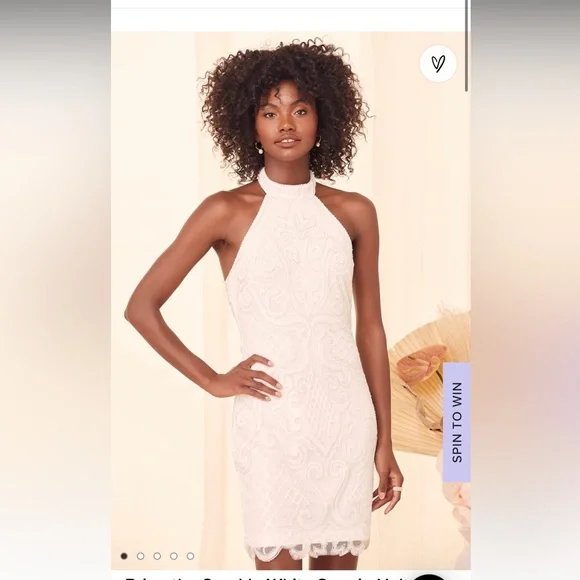 Lulus | Dresses | Lulus White Sequin Halter Dress Worn Once | Poshmark